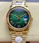 8+ Factory Rolex DayDate 36 'Gain Weight' Gold-Green Presidential Strap
